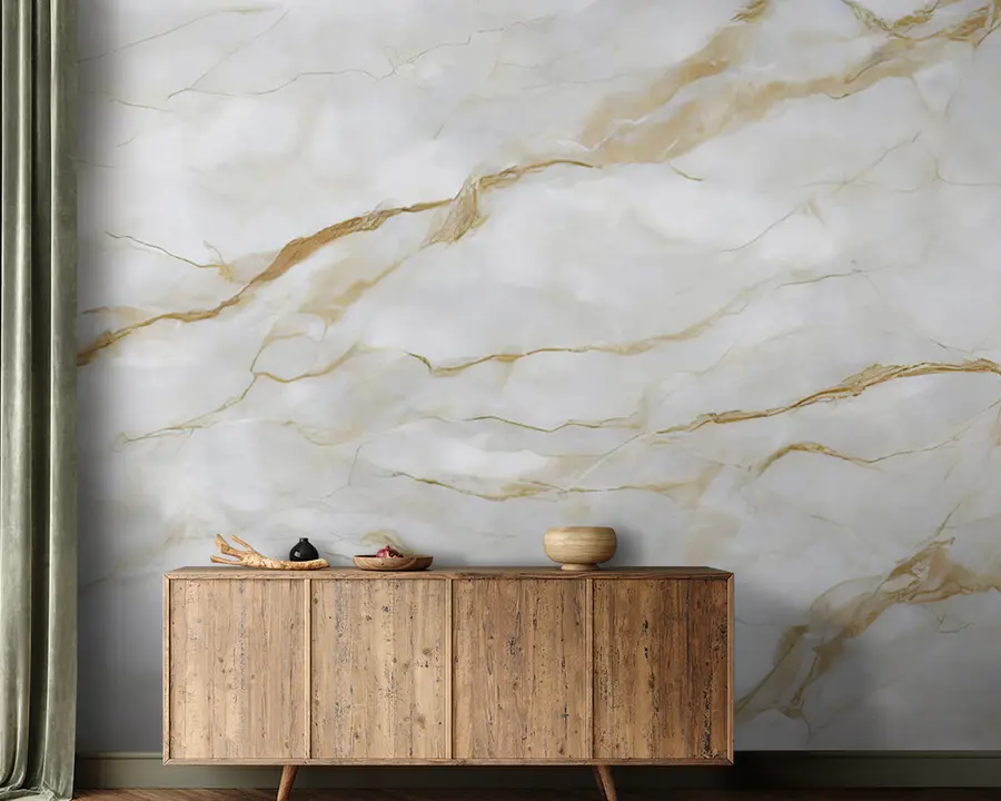 fototapeter Hvid marmor med beige linjer u93433