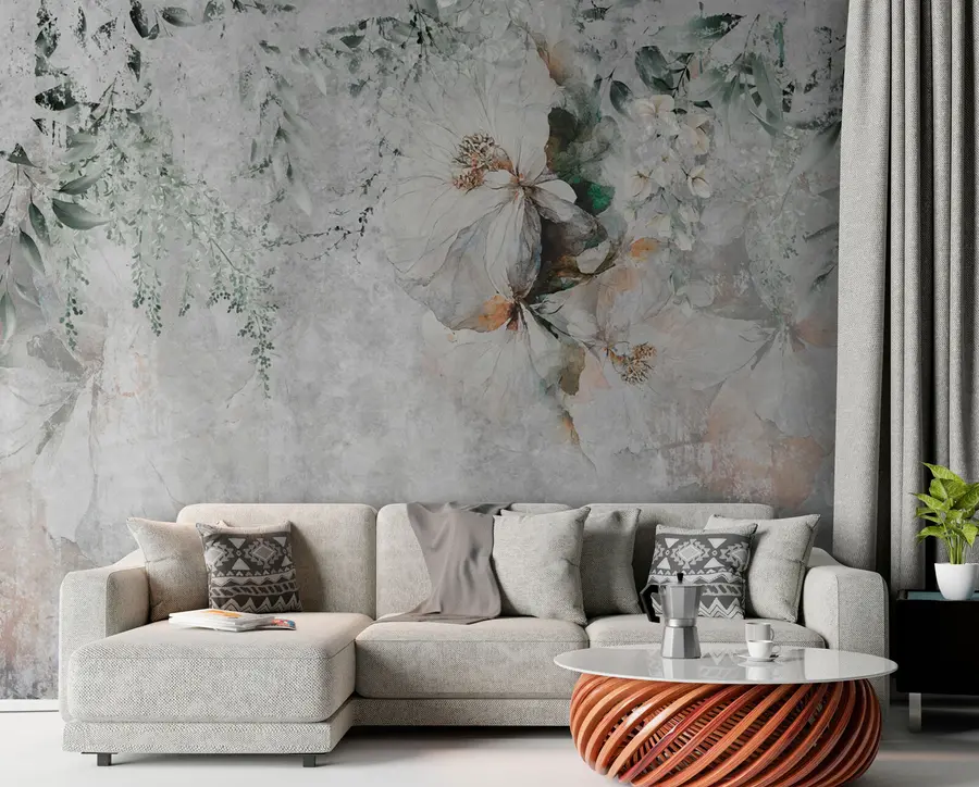 Fototapete Blume auf Betongrunge Hintergrund u73969