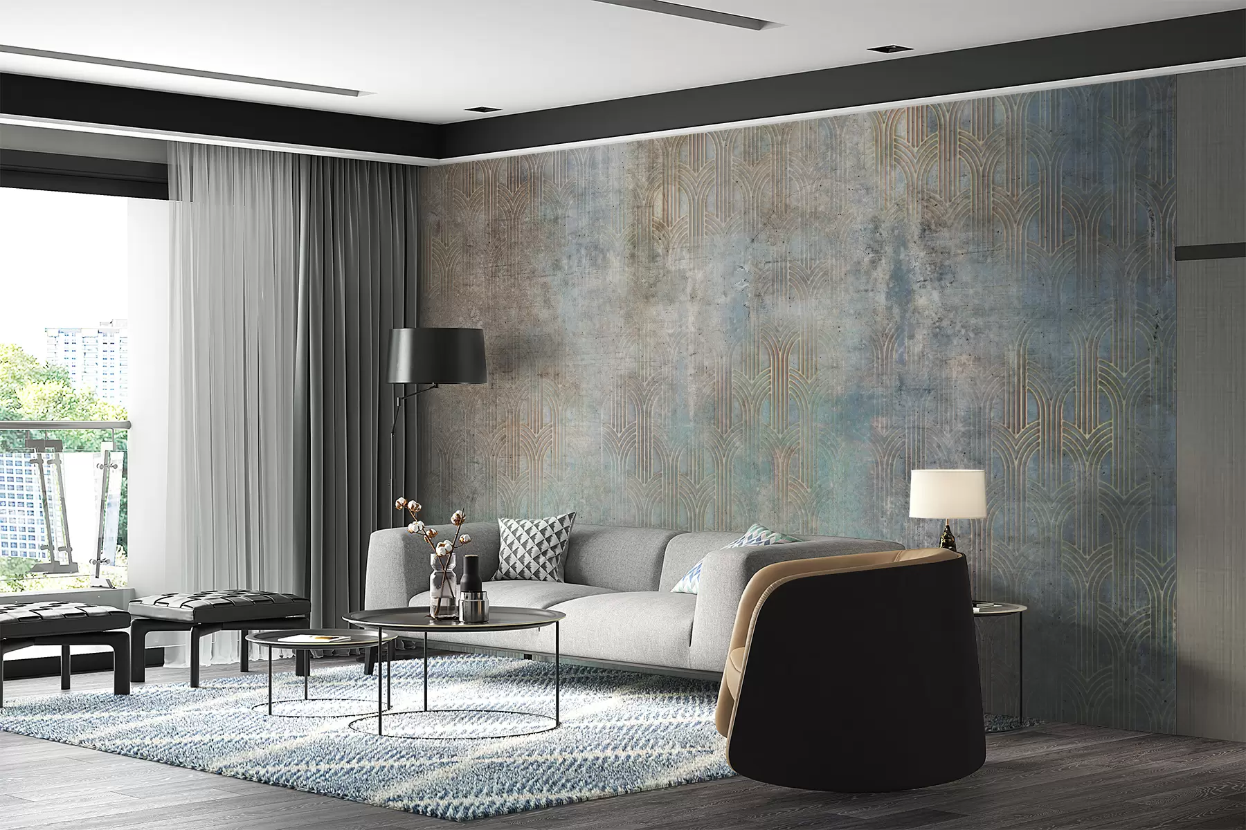 Murale Motif d'arc sur mur grunge u73973