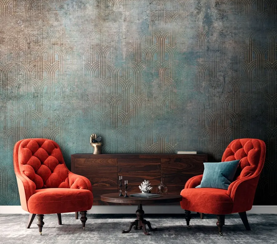 Fototapete Bogenmuster auf Grunge-Wand u73973