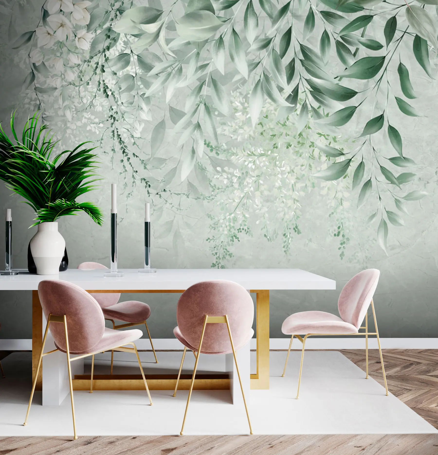 fototapeter Botaniske blomster på marmor u73982