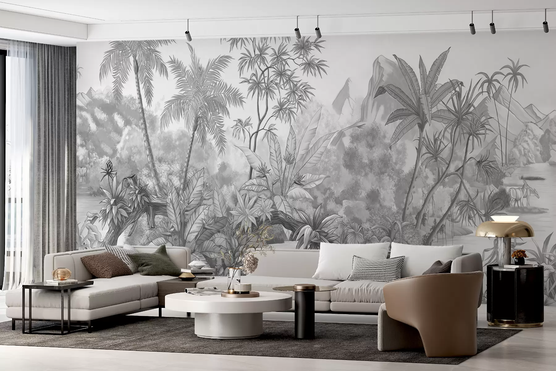 Murale Tropiques noirs et blancs u59039