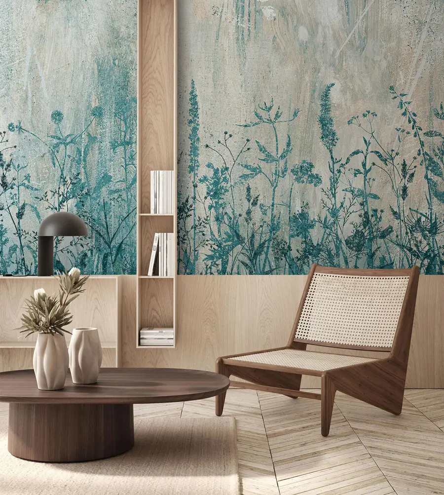 Murale Des plantes vertes sur un mur en béton u93666