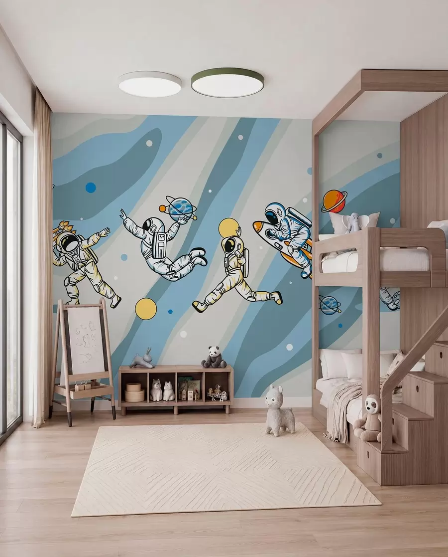 Murale Cours de sport avec des astronautes u93828