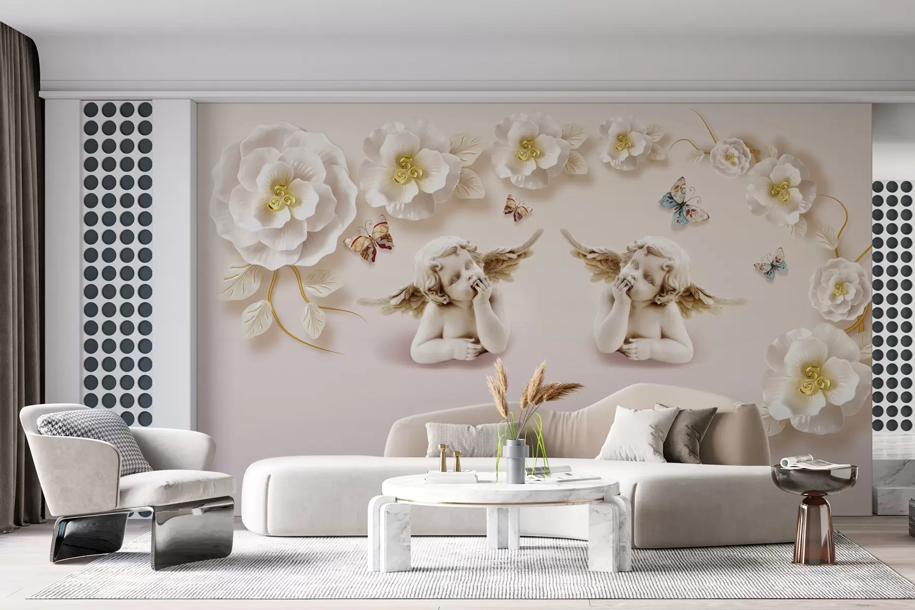 Fototapete Putten und Blumen u60747