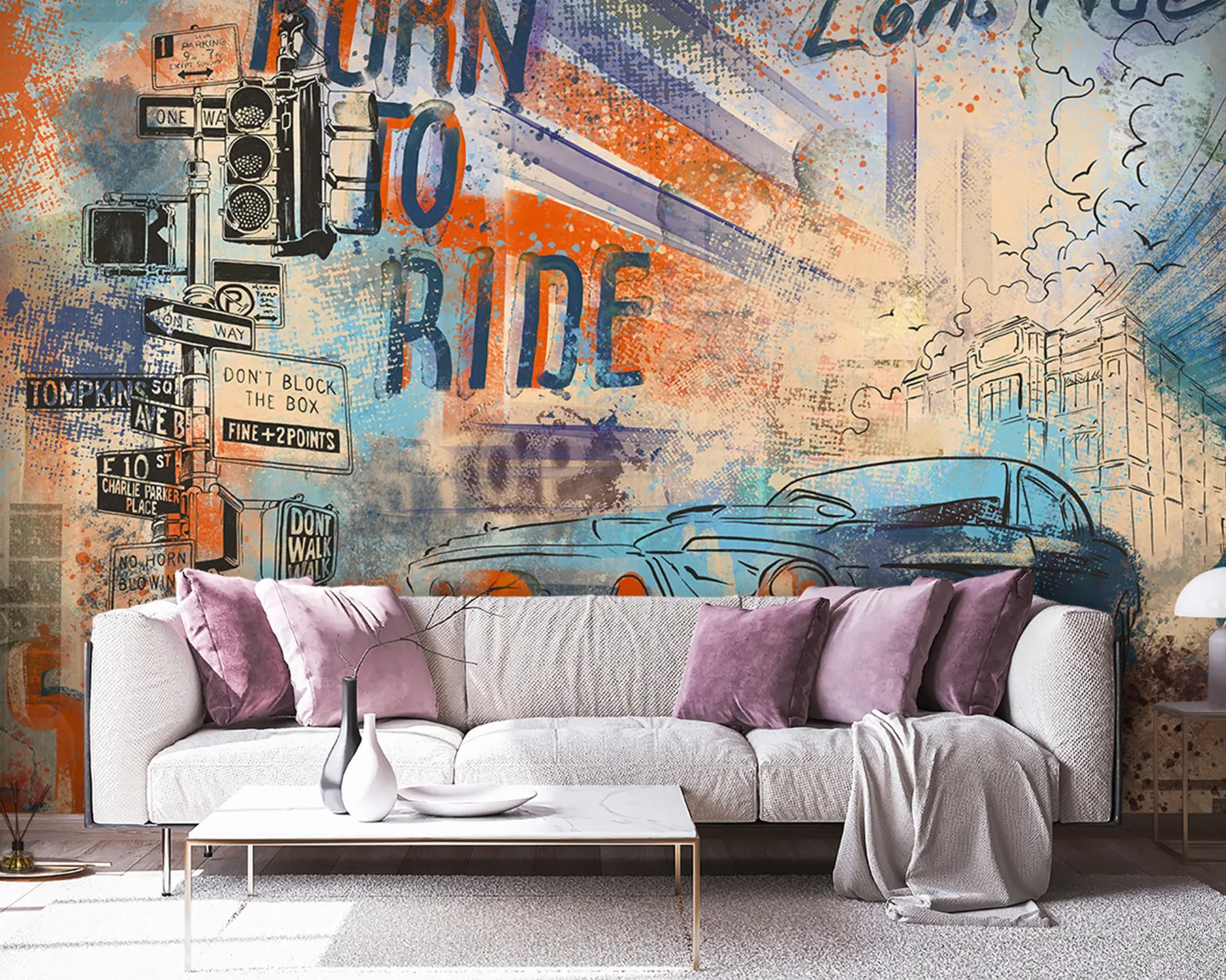Murale Retro-Auto u93889