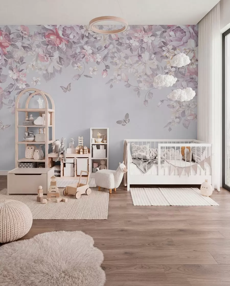 Murale Arche de fleurs lilas u94295