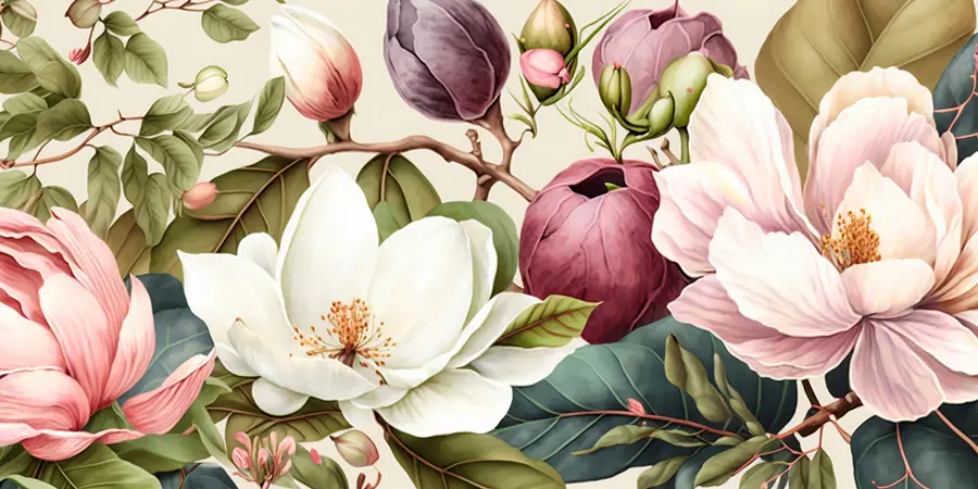 fototapeter Akvarelblomster lys pensel u70654