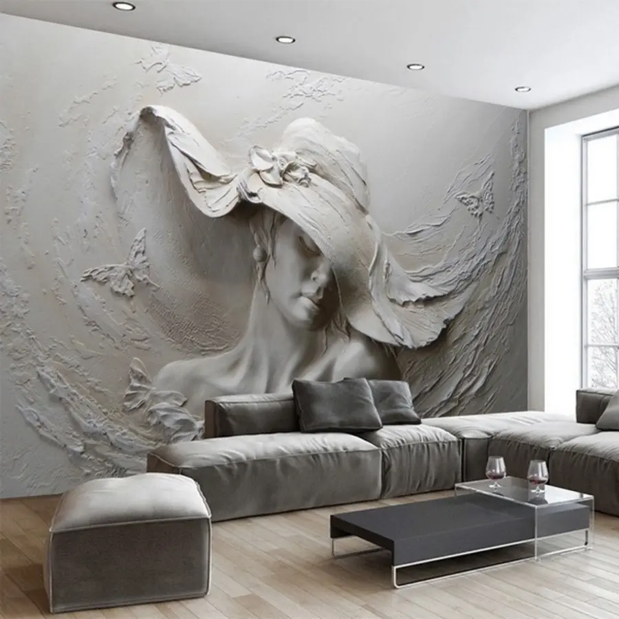 Murale Femme au chapeau 3D u62592