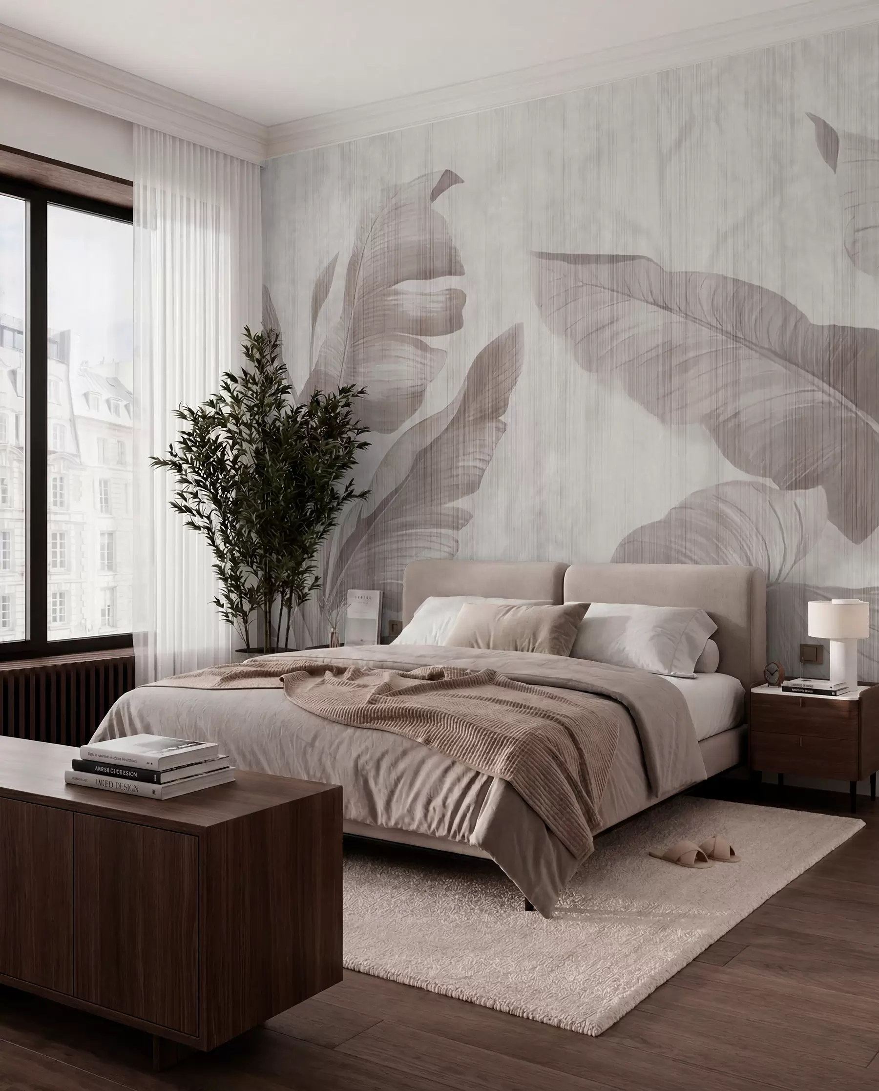 Murale Ombres de feuilles de bananier u00299
