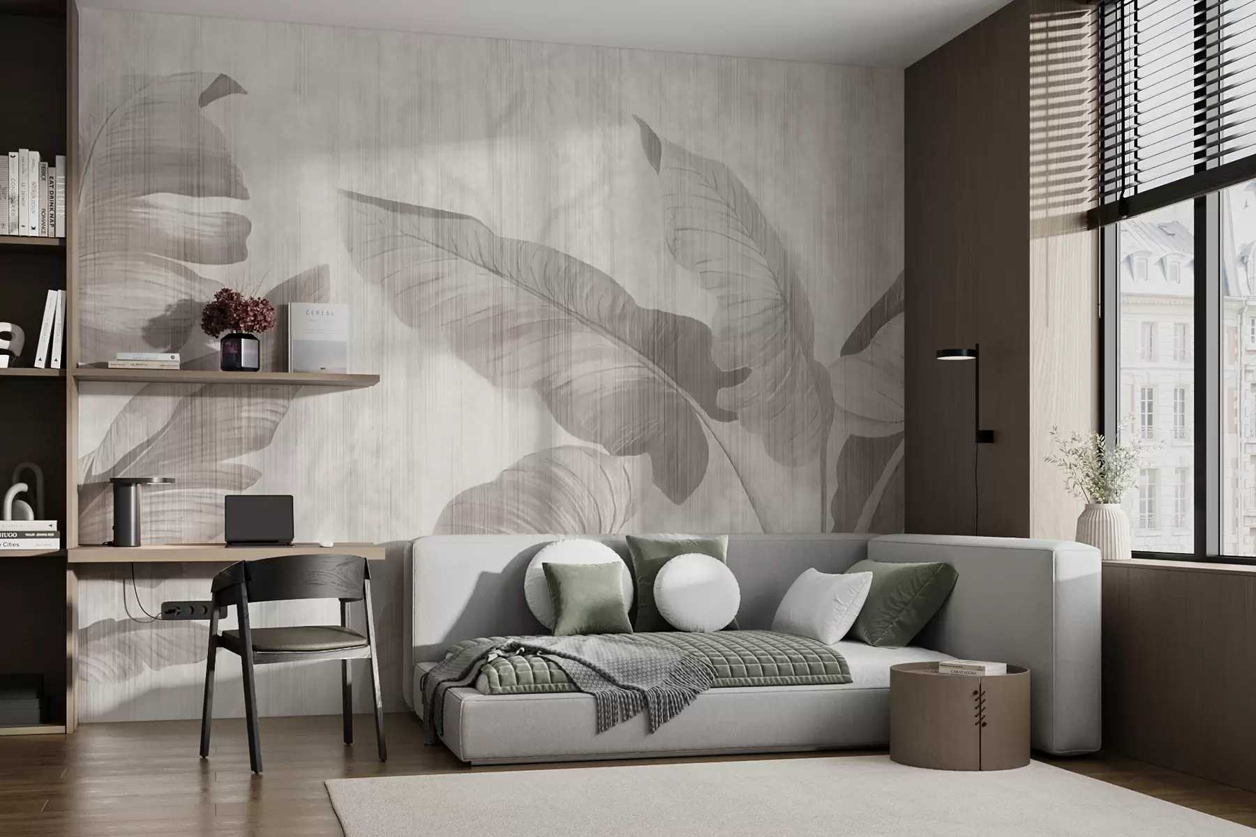 Fototapete Tropische Blätter im Grunge-Stil u00299