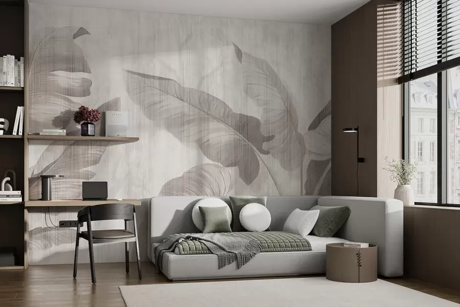 Fototapete Tropische Blätter im Grunge-Stil u00299