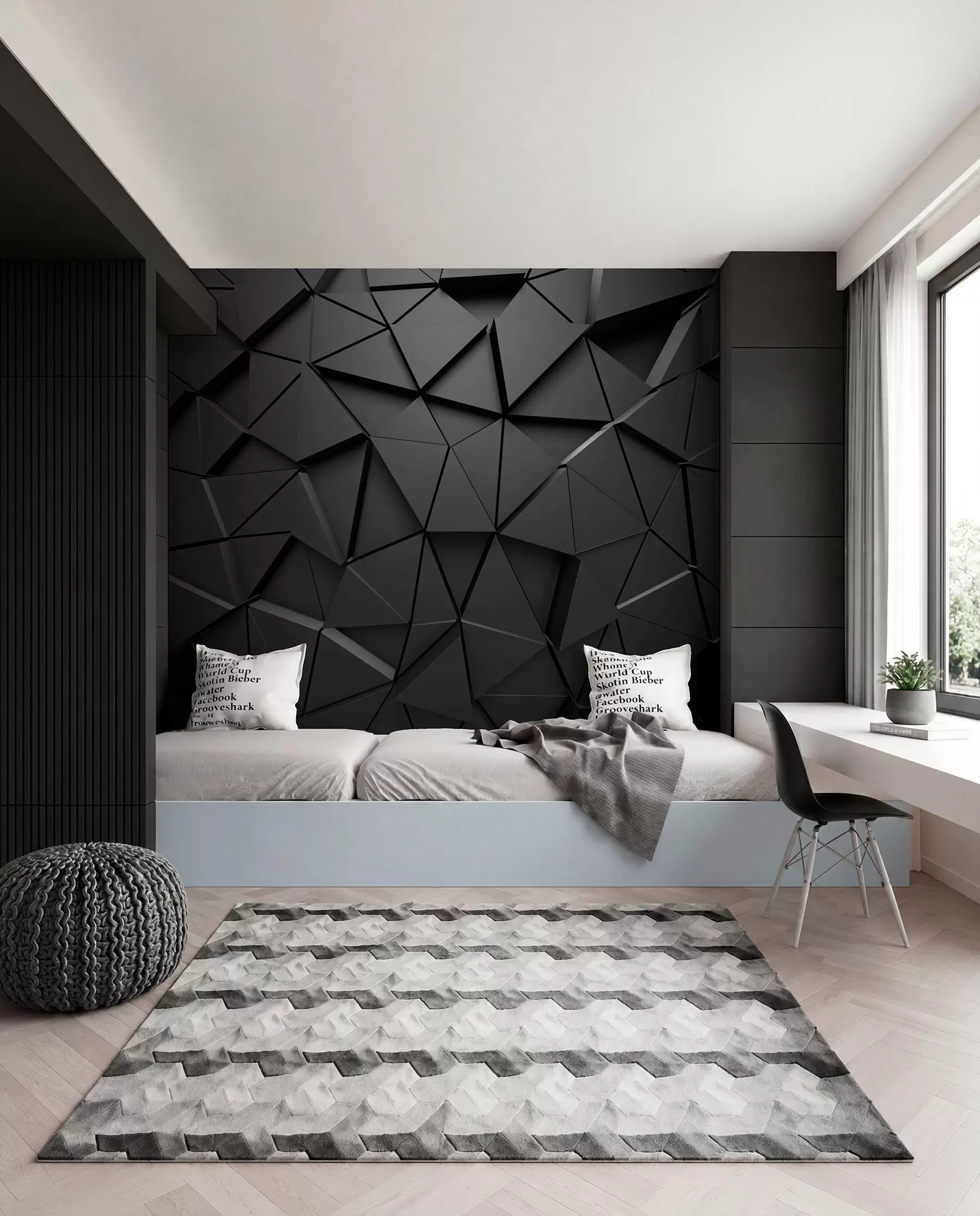 Murale Mosaïque de facettes graphite u03062