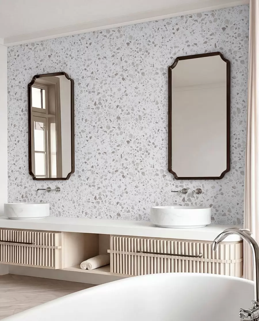 fototapeter Terrazzofliser, mosaik med natursten, granit, marmor, kvarts, beton u94304