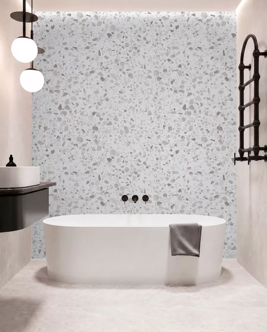 fototapeter Terrazzofliser, mosaik med natursten, granit, marmor, kvarts, beton u94304
