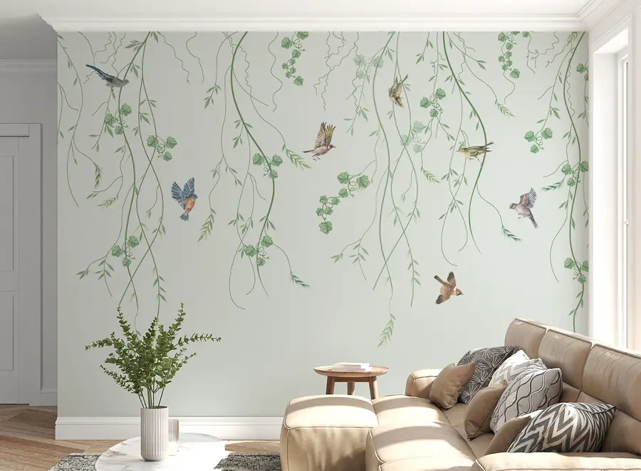 fototapeter Grene med fugle, chinoiserie u94493
