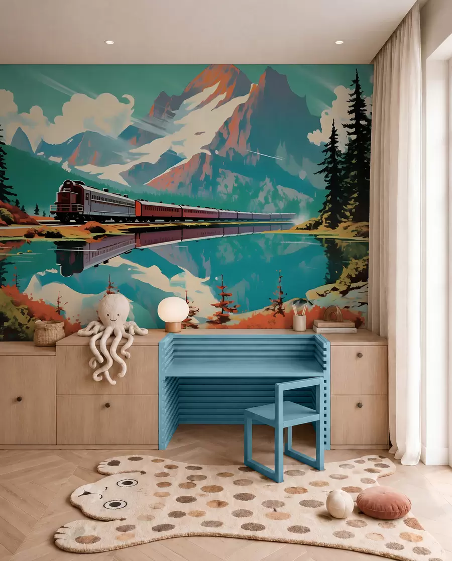 Murale Paysage de montagne et train u94759