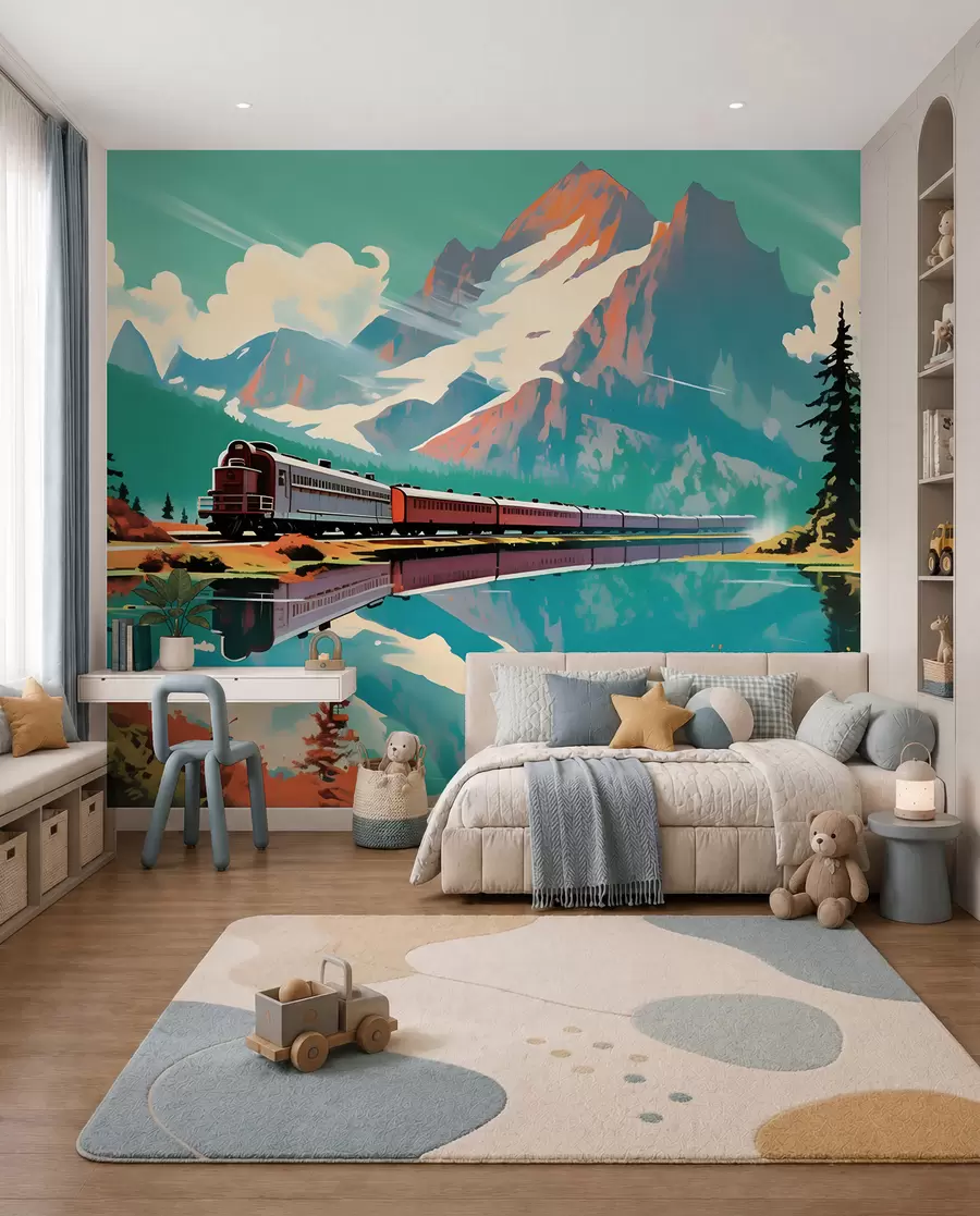 Murale Paysage de montagne et train u94759