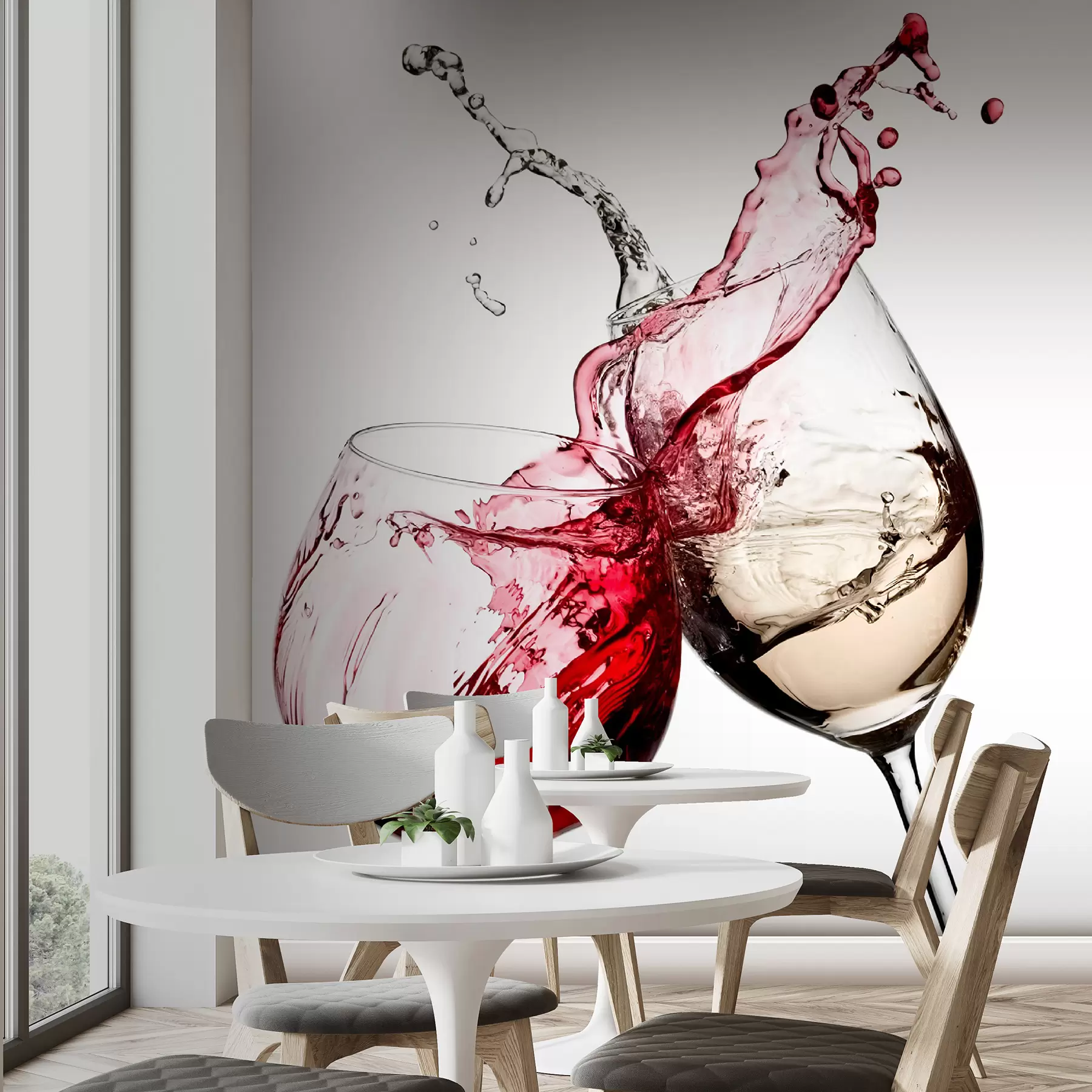 Murale Vin blanc et vin rouge dans des verres u75563