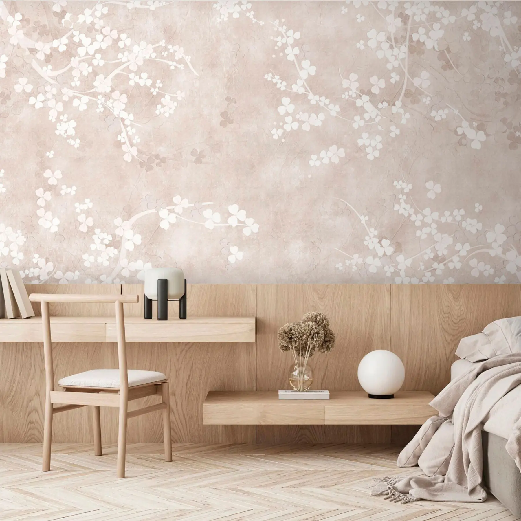 fototapeter Hvide skrøbelige kviste og blomster u94458