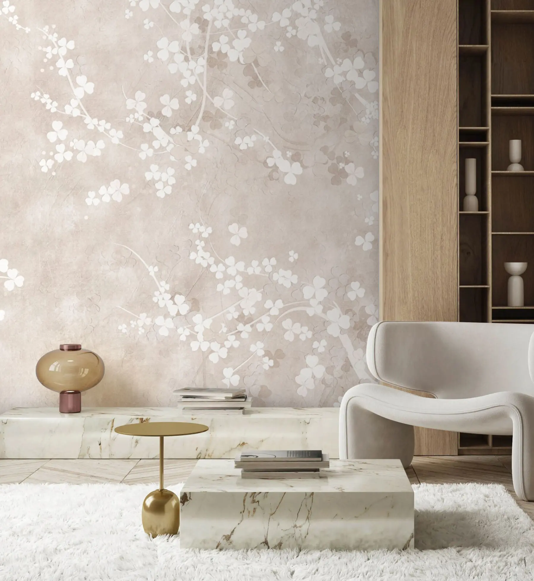 fototapeter Hvide skrøbelige kviste og blomster u94458