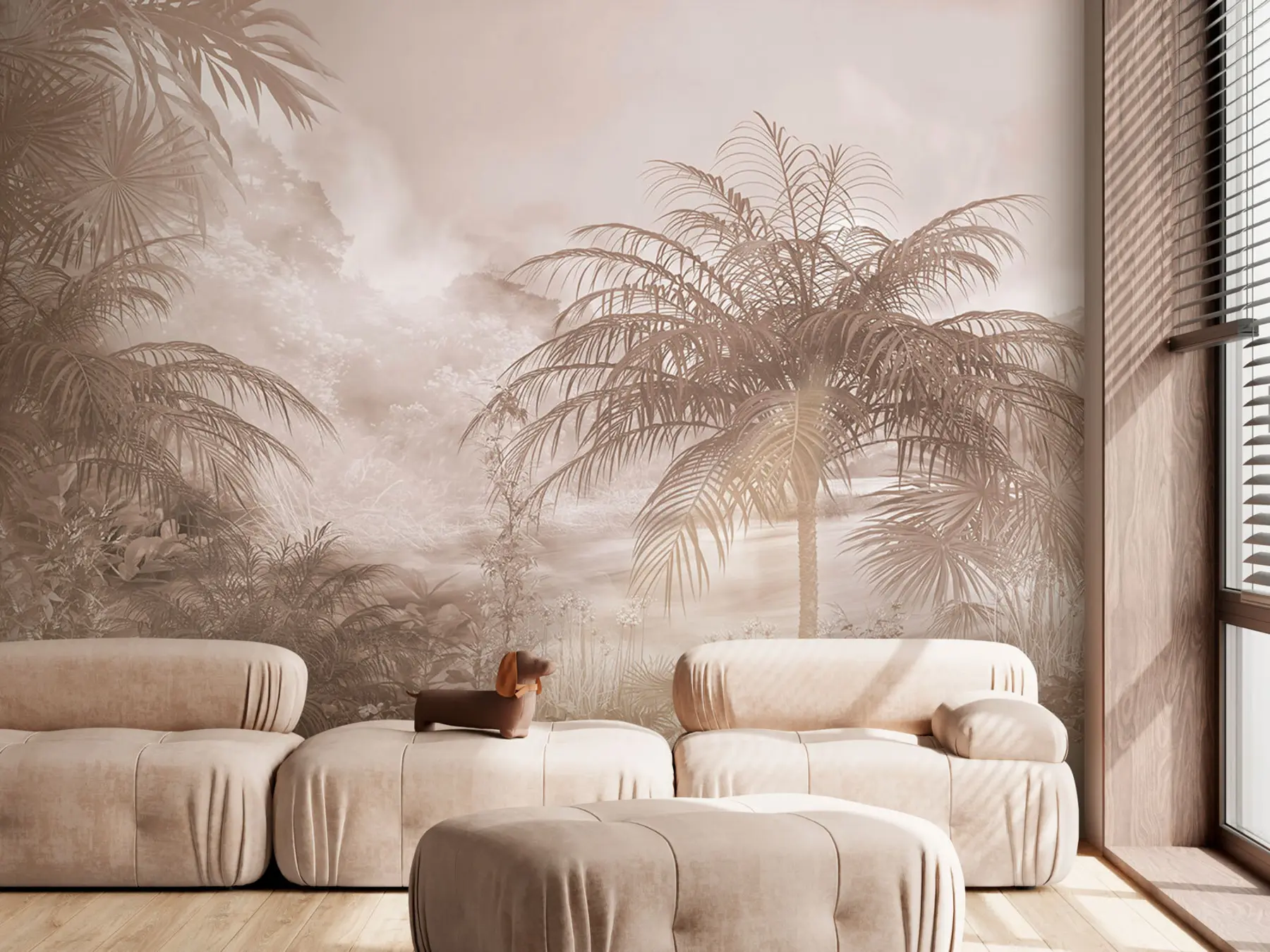 fototapeter Tapetdesign med tropisk træ u95102