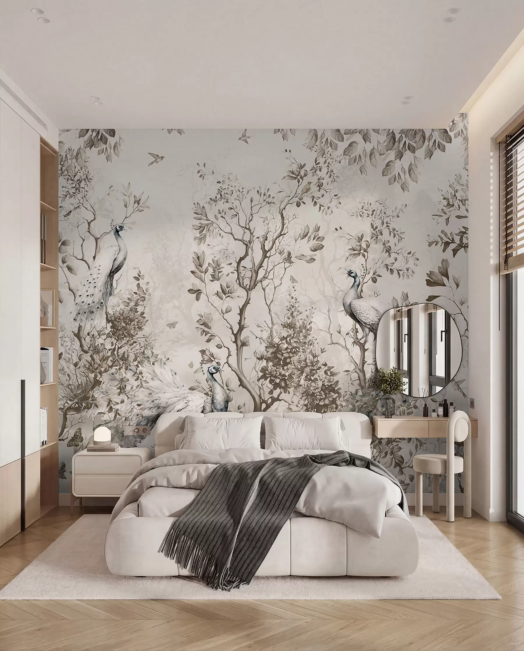 Murale Paons dans un jardin dessiné u94850