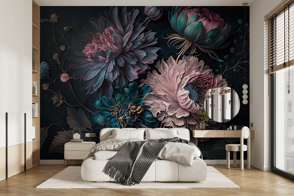 Papiers peints Couleur de la lune, Papier peint fleurs, u75404 : Uwalls.ch