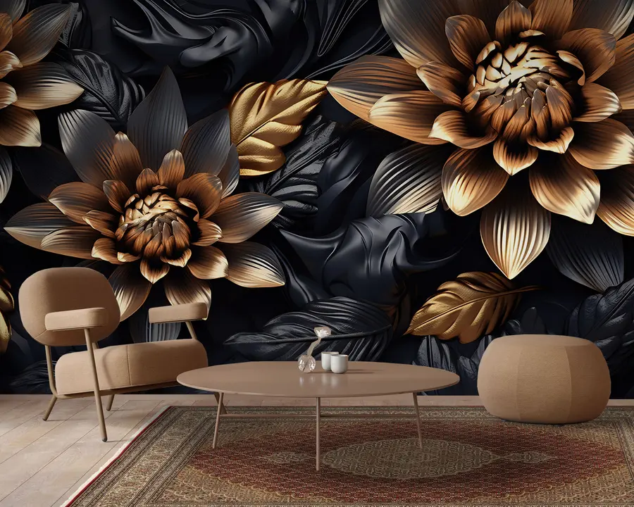 fototapeter Sorte voluminøse blomster u95244