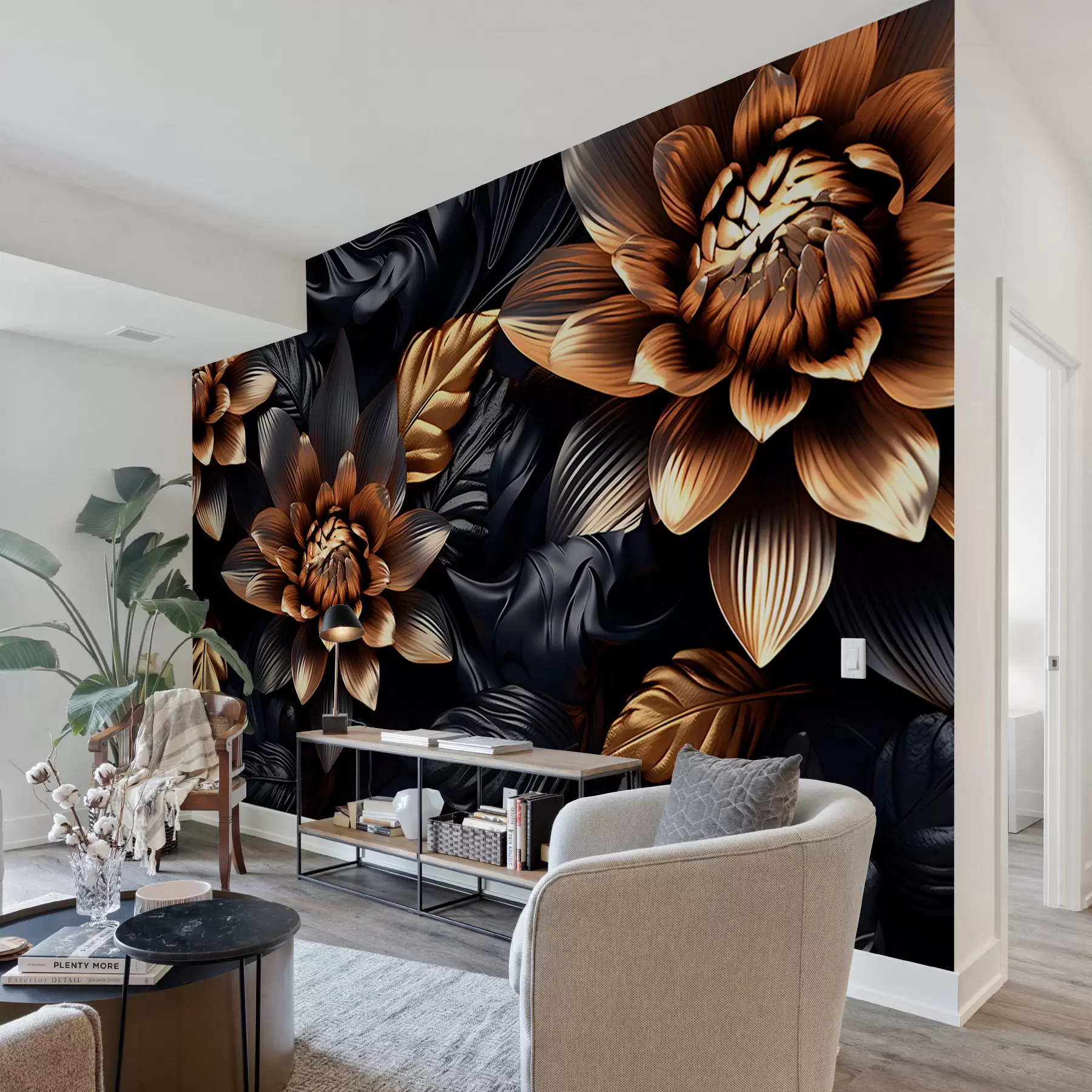 fototapeter Sorte voluminøse blomster u95244