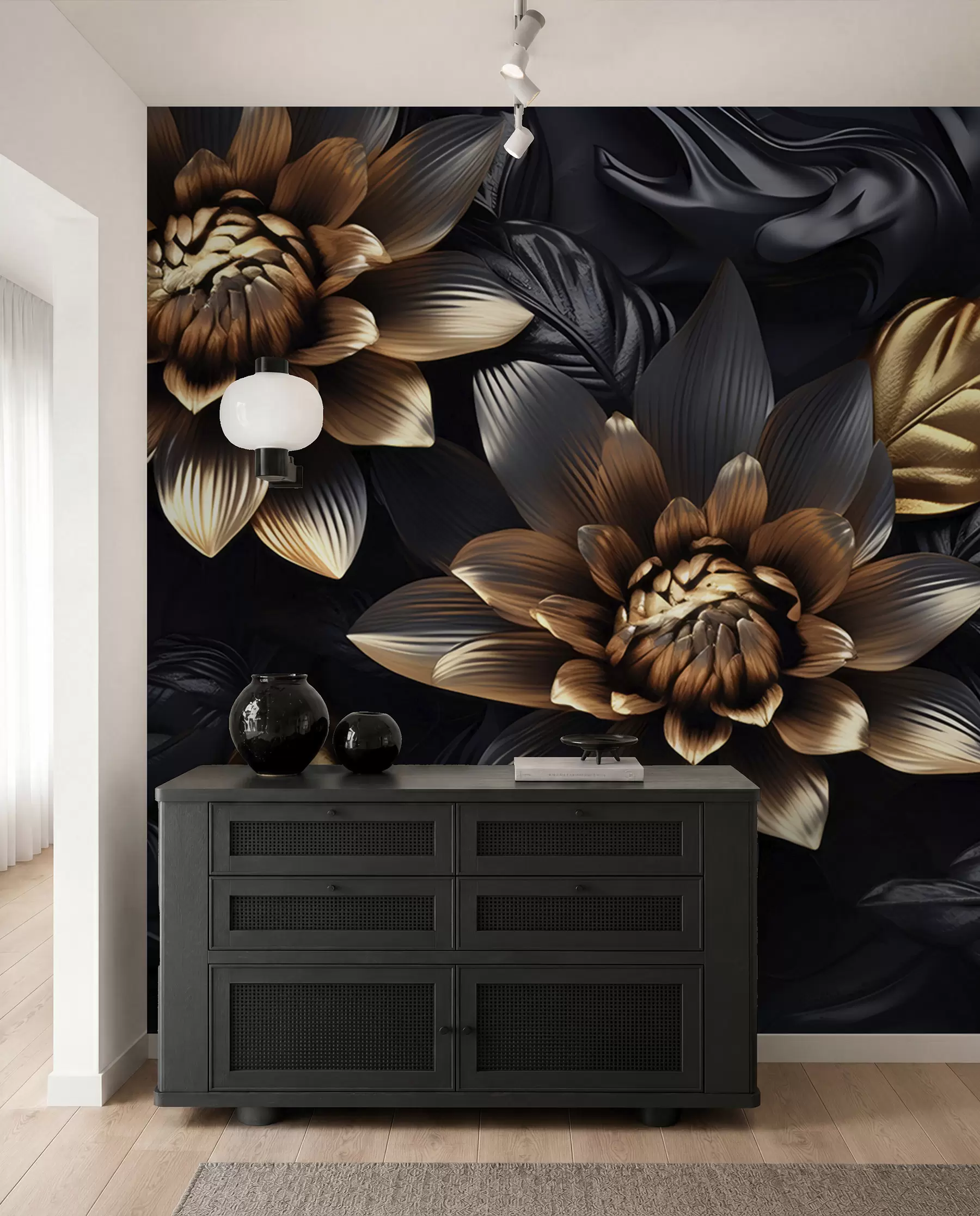 fototapeter Sorte voluminøse blomster u95244