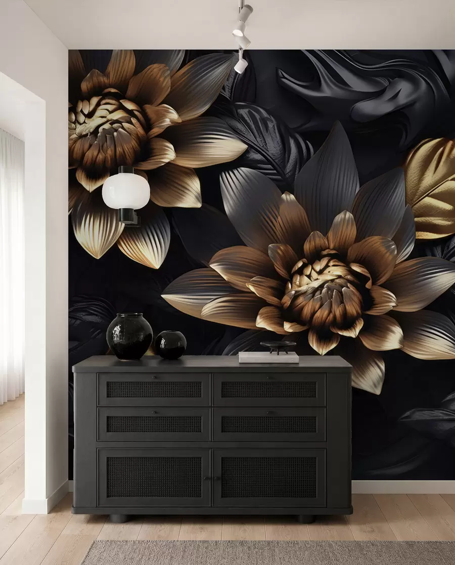 fototapeter Sorte voluminøse blomster u95244