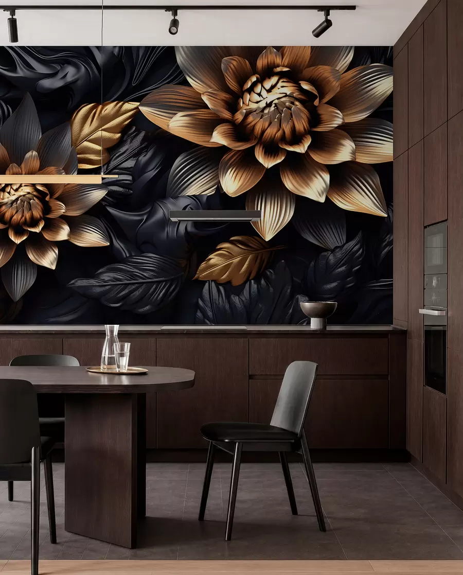 fototapeter Sorte voluminøse blomster u95244