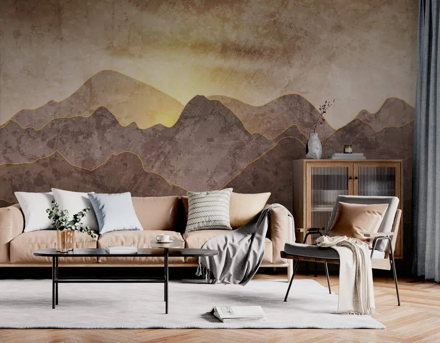 Fototapete Landschaft mit Berggipfeln u94314