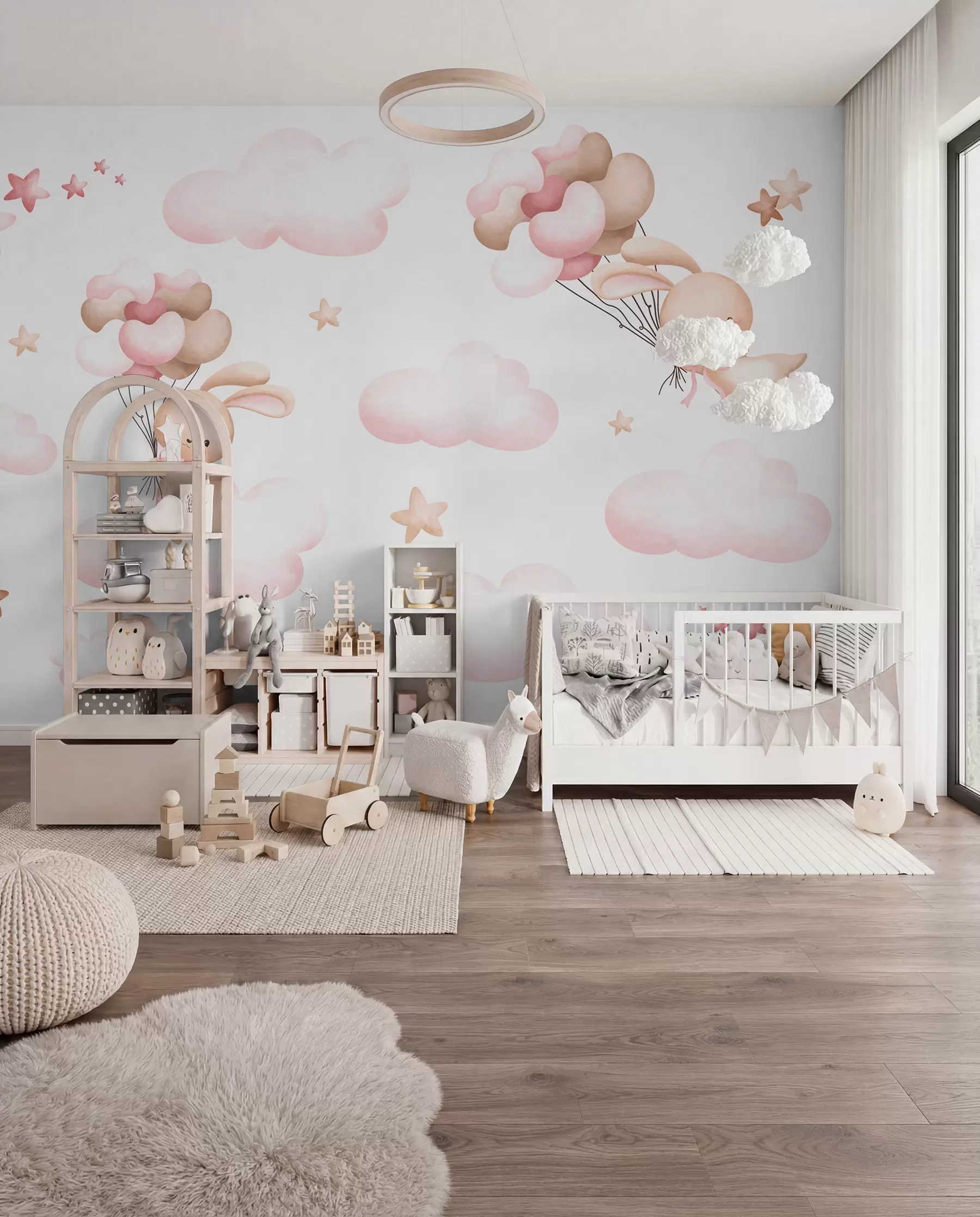 Murale Lapins en voyage en ballon u95399