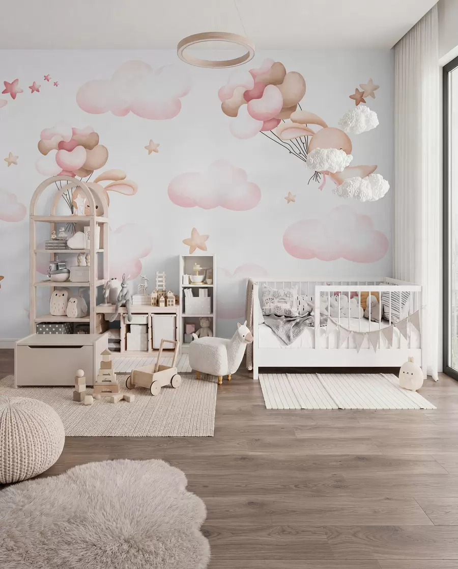 Murale Lapins en voyage en ballon u95399