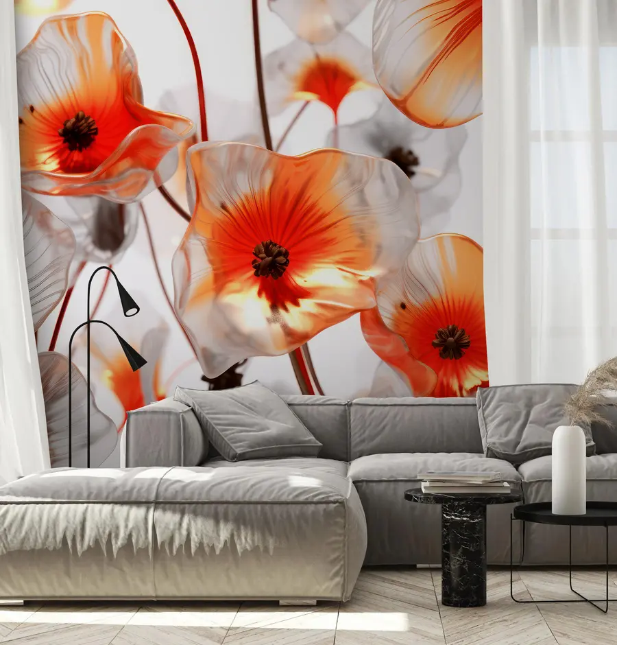 Fototapete Glasrote 3D-Blumen u95590