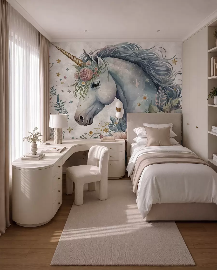 Murale Licorne en fleurs u95404