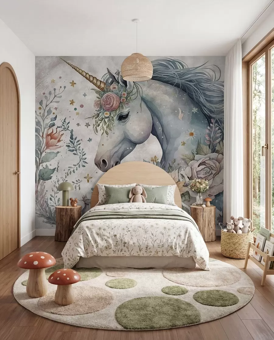 Murale Licorne en fleurs u95404