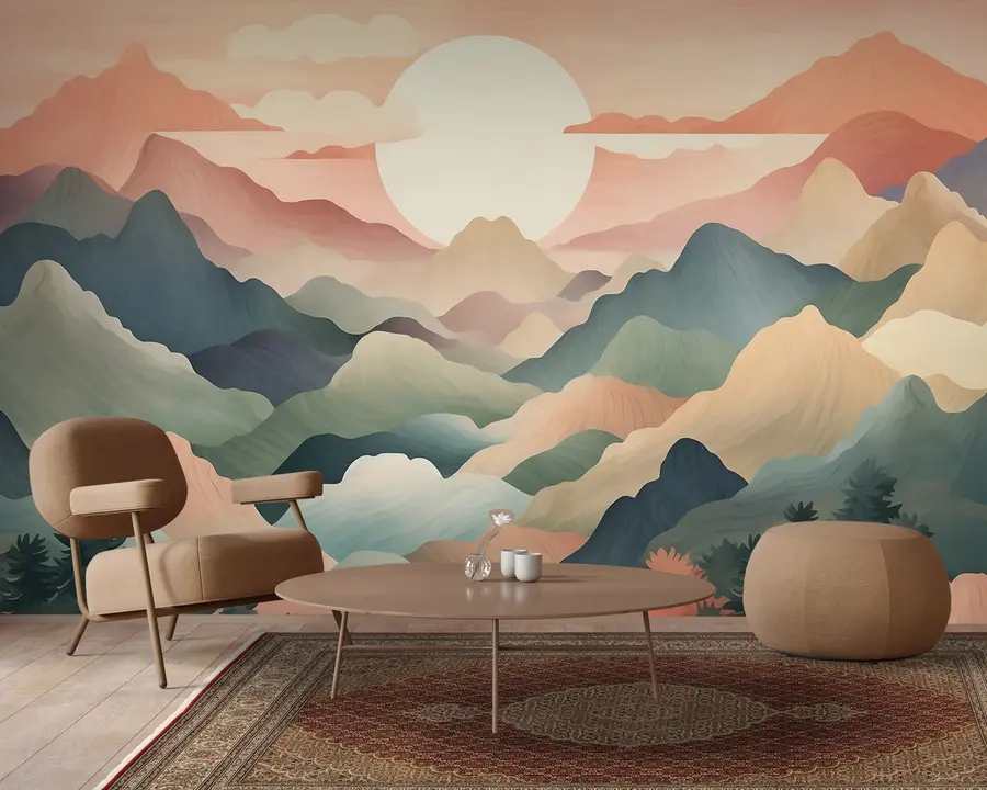 Fototapete Berge im Sonnenschein u95991