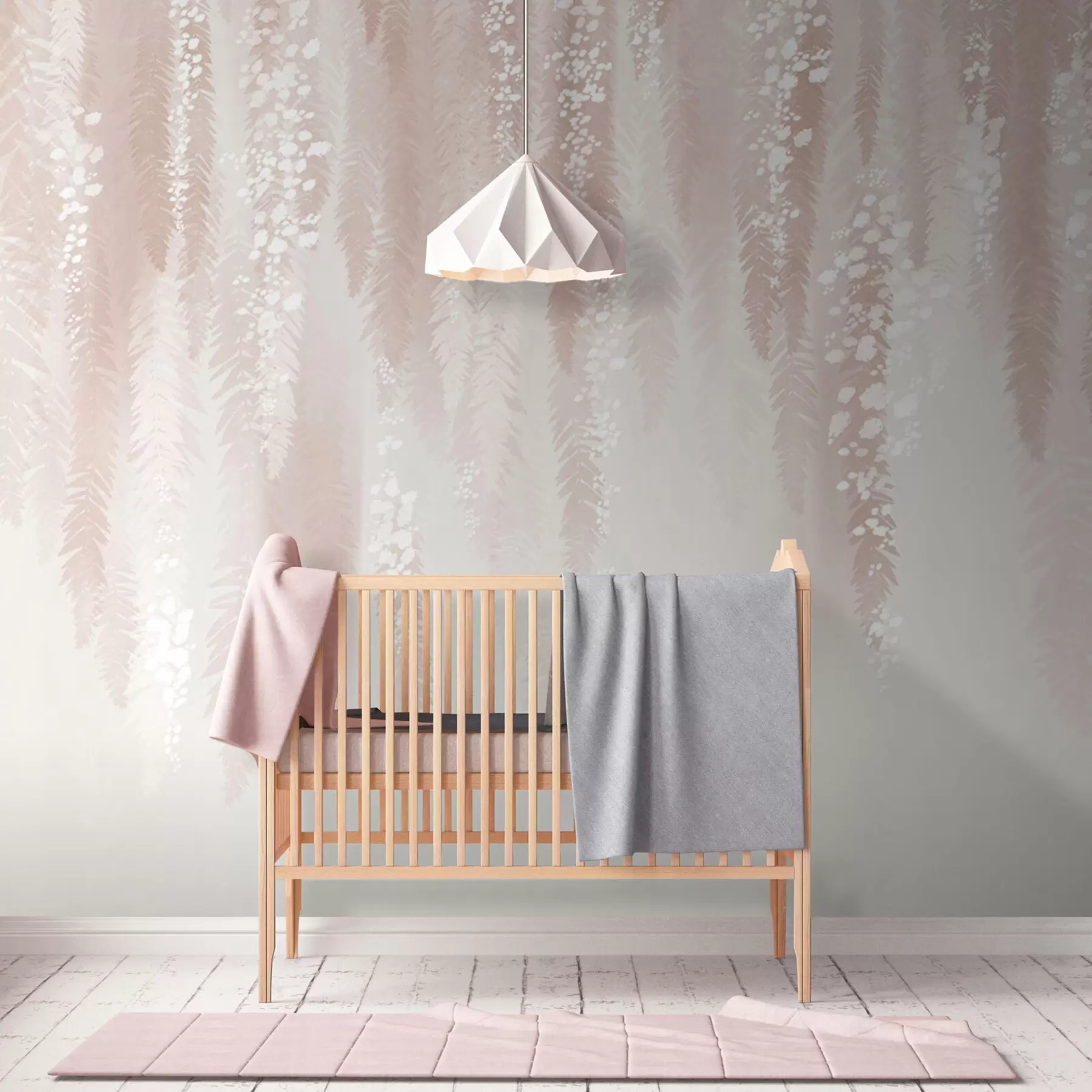 Fototapete Rosa Weidenzweige mit weißen Blüten u95047