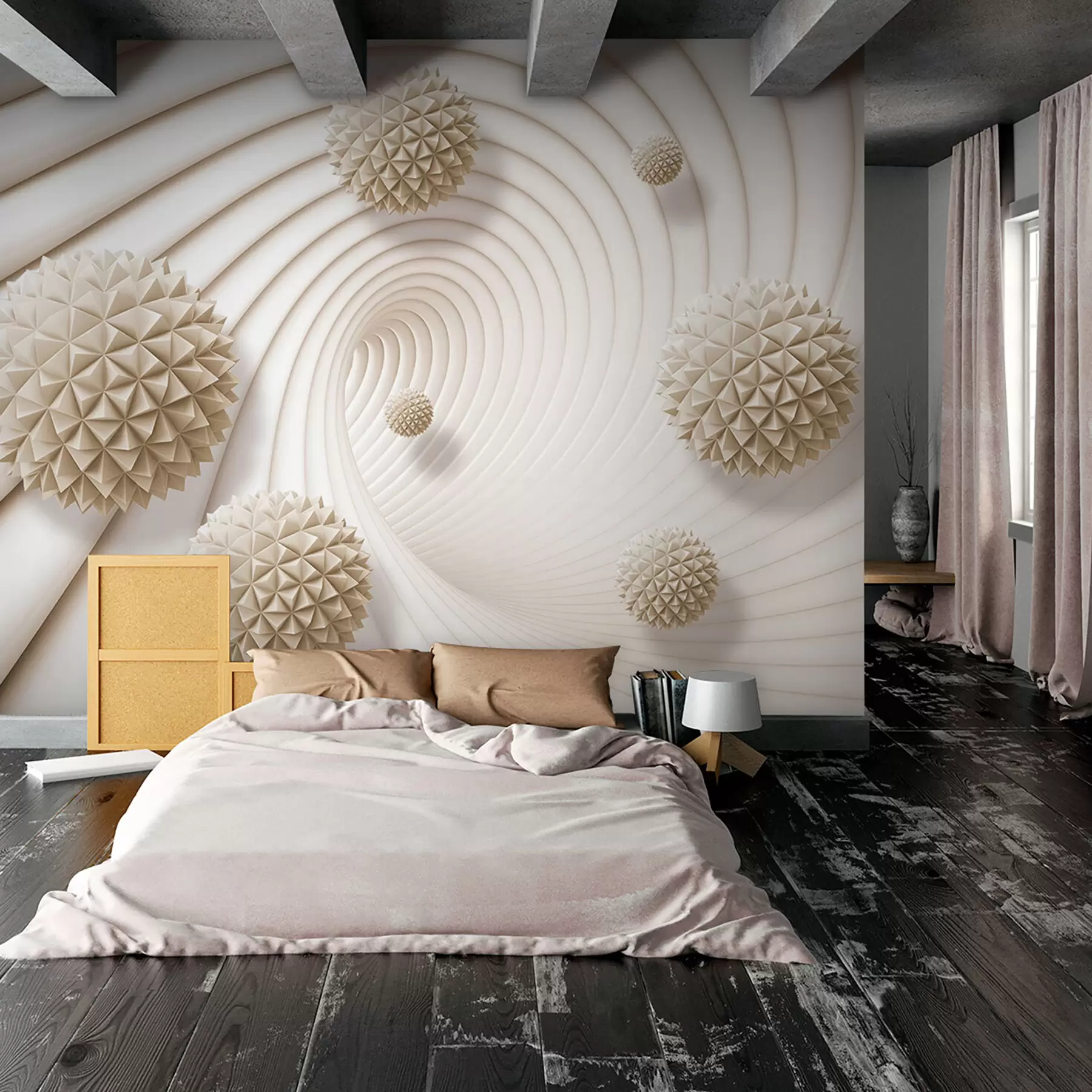 Fototapete 3D-Grafikbälle im Tunnel u95440