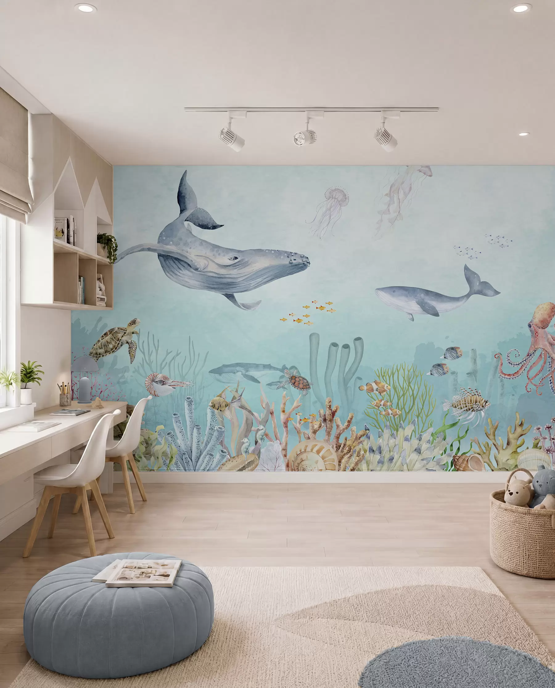 Murale Baleines et amis marins u95446