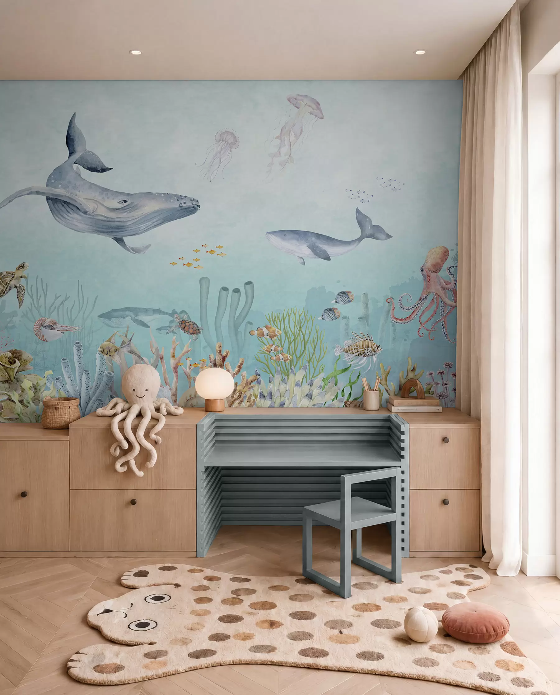 Murale Baleines et amis marins u95446