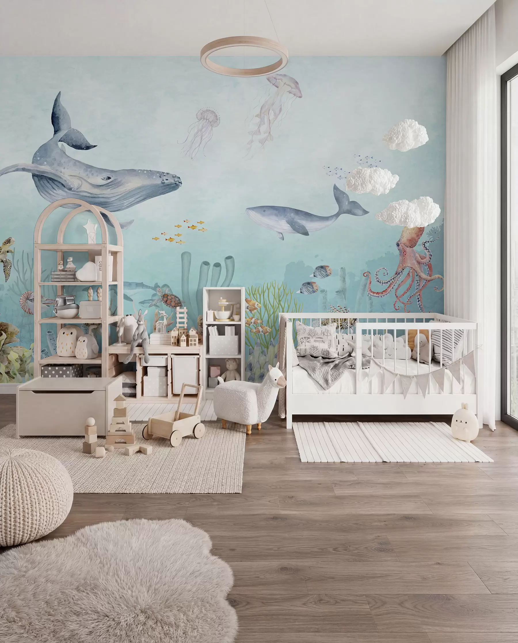 Murale Baleines et amis marins u95446