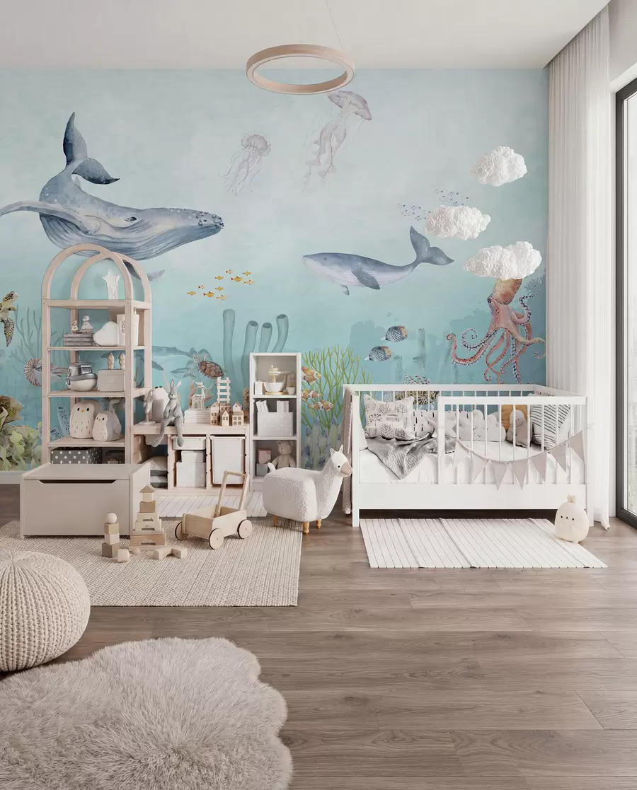Murale Baleines et amis marins u95446