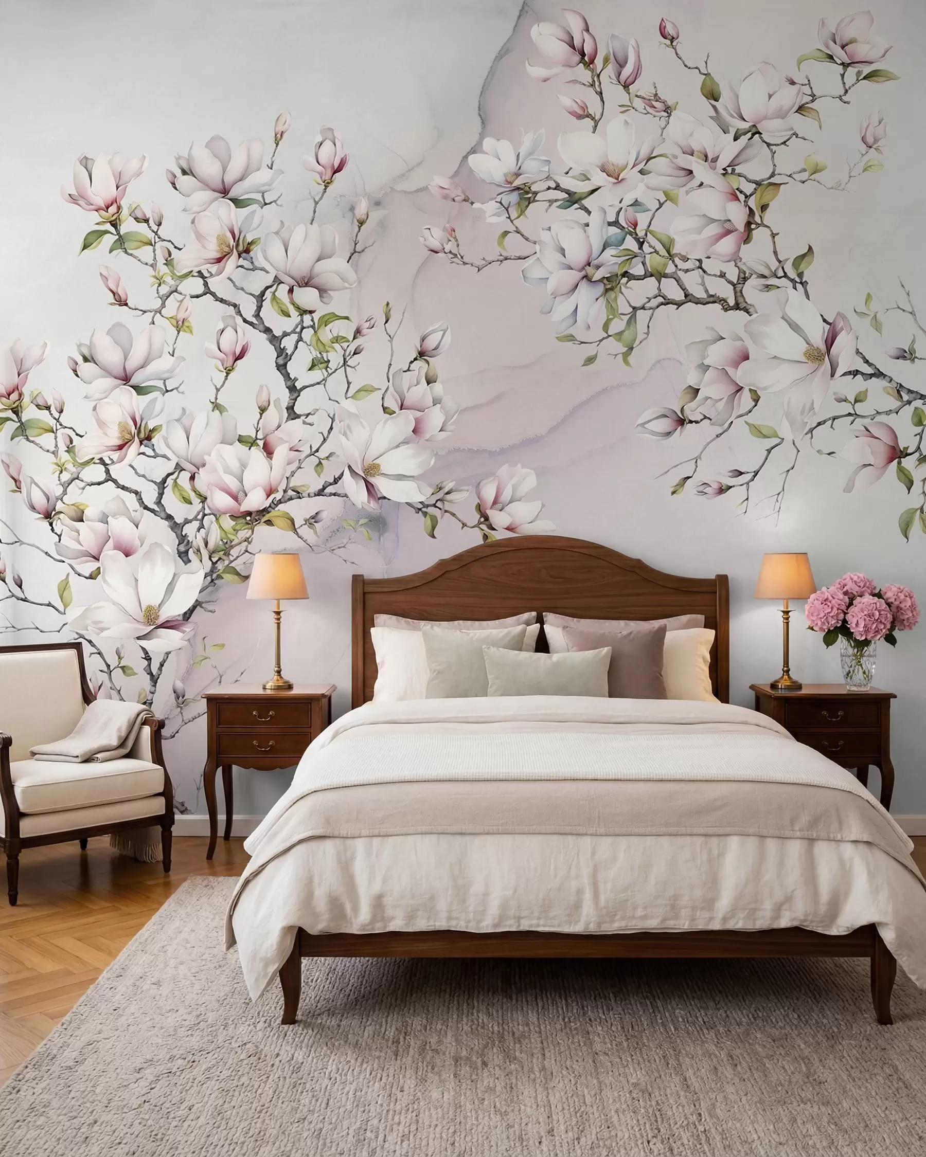 Murale Magnolia sur marbre u96114