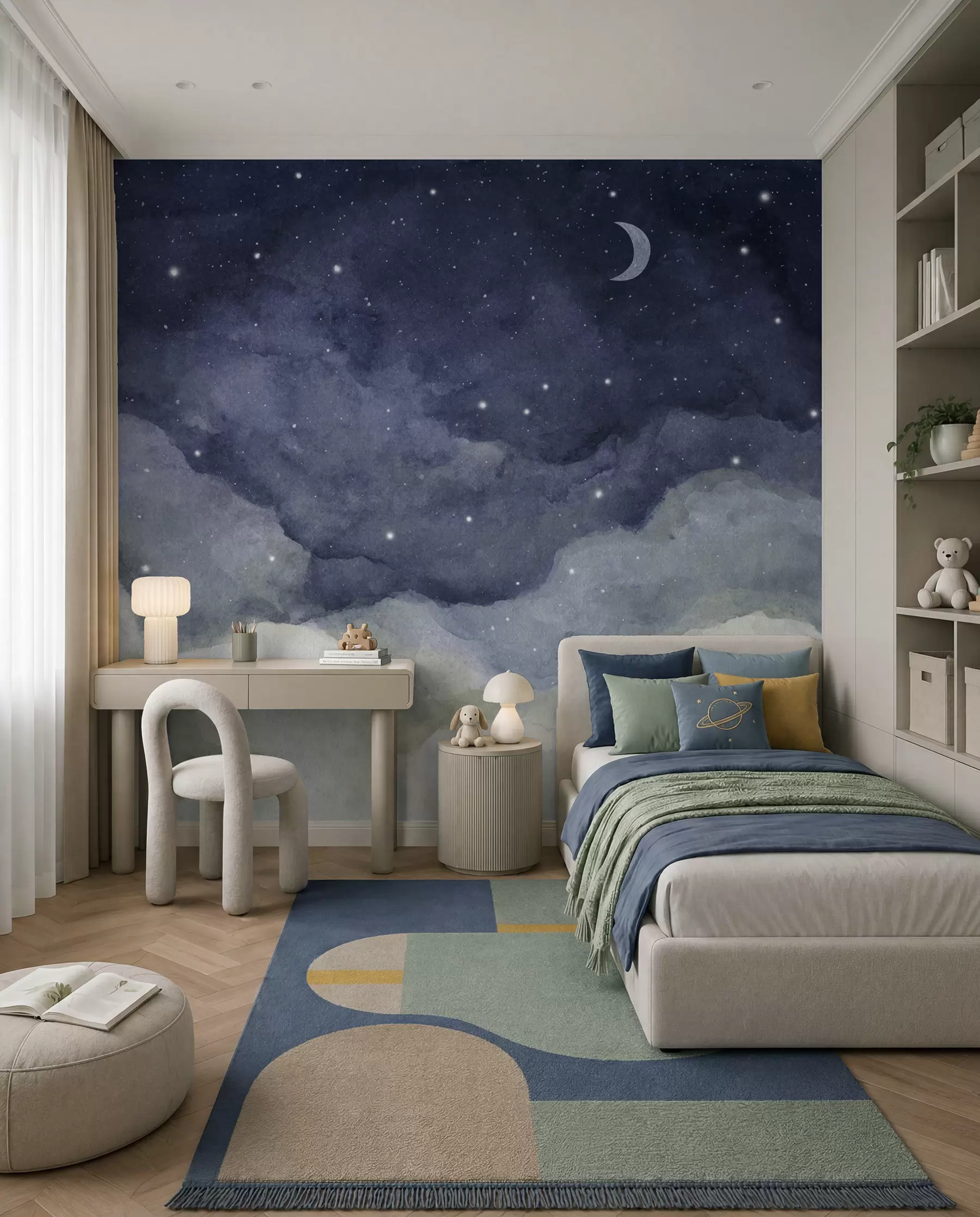 Fototapete Mondsichel über Traumwolken u96076
