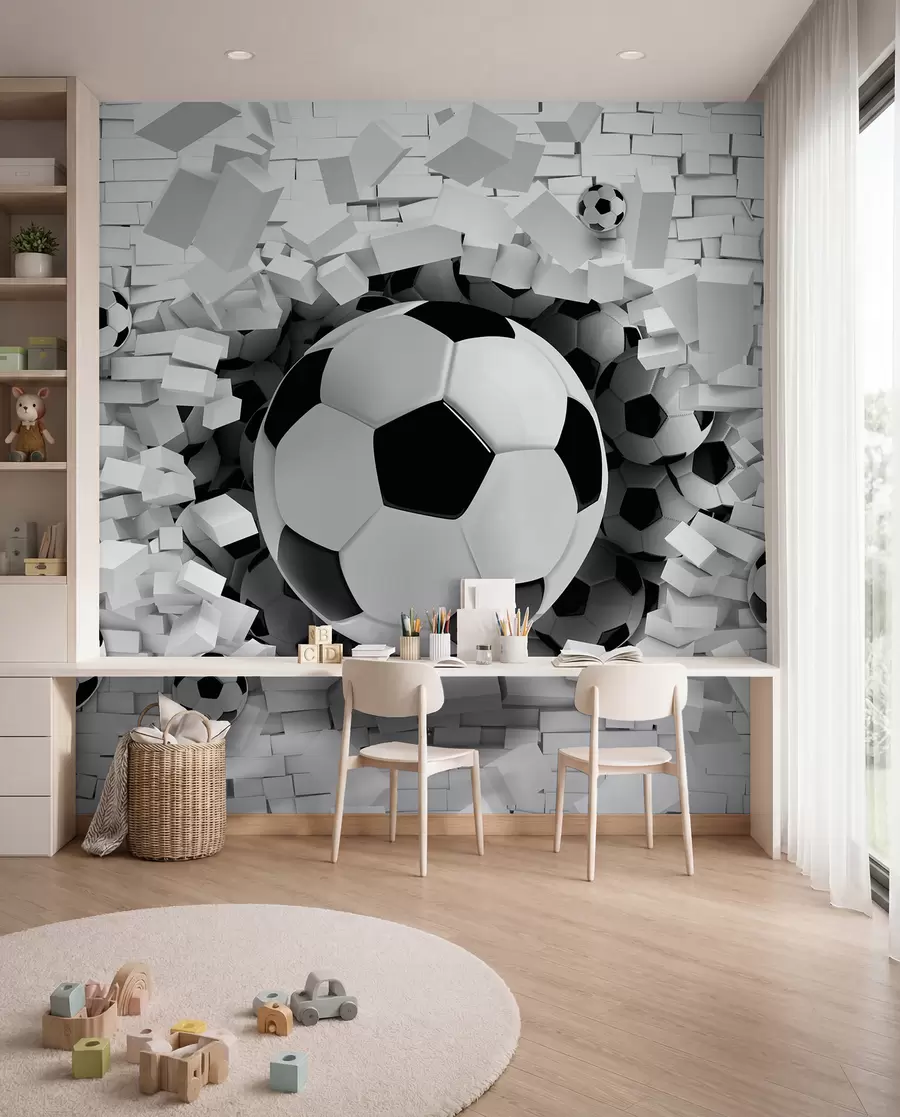 Murale Le ballon traverse le mur u96315