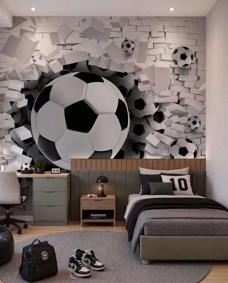 Murale Le ballon traverse le mur u96315
